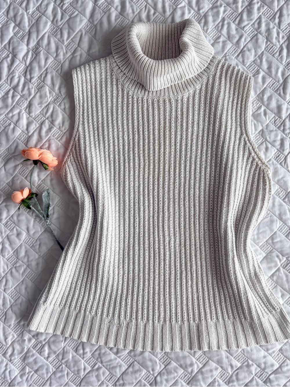 Vintage SML Sport Ltd Ramie Cotton Sleeveless Turtleneck Sweater Vest M